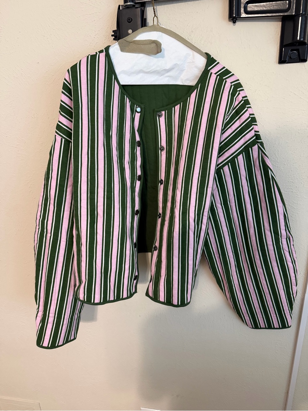 ASOS Pink & Green Striped Bomber Jacket